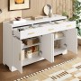 Weißes Merax Sideboard mit 4 Türen, 3 Schubladen und Goldgriffen. Moderner Wohnzimmerschrank mit Stauraum.