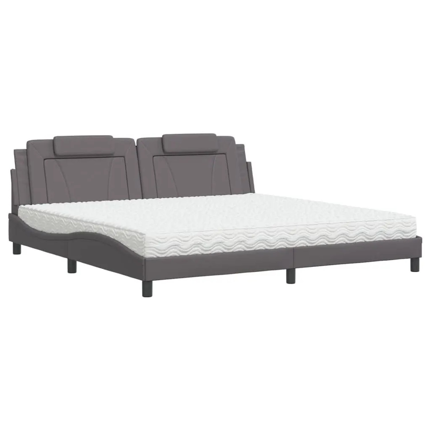 vidaXL Bett mit Matratze Grau 200x200 cm Kunstleder 3208820