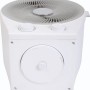 Weißer 2in1 Heizlüfter und Ventilator für Innenräume mit Drehreglern.