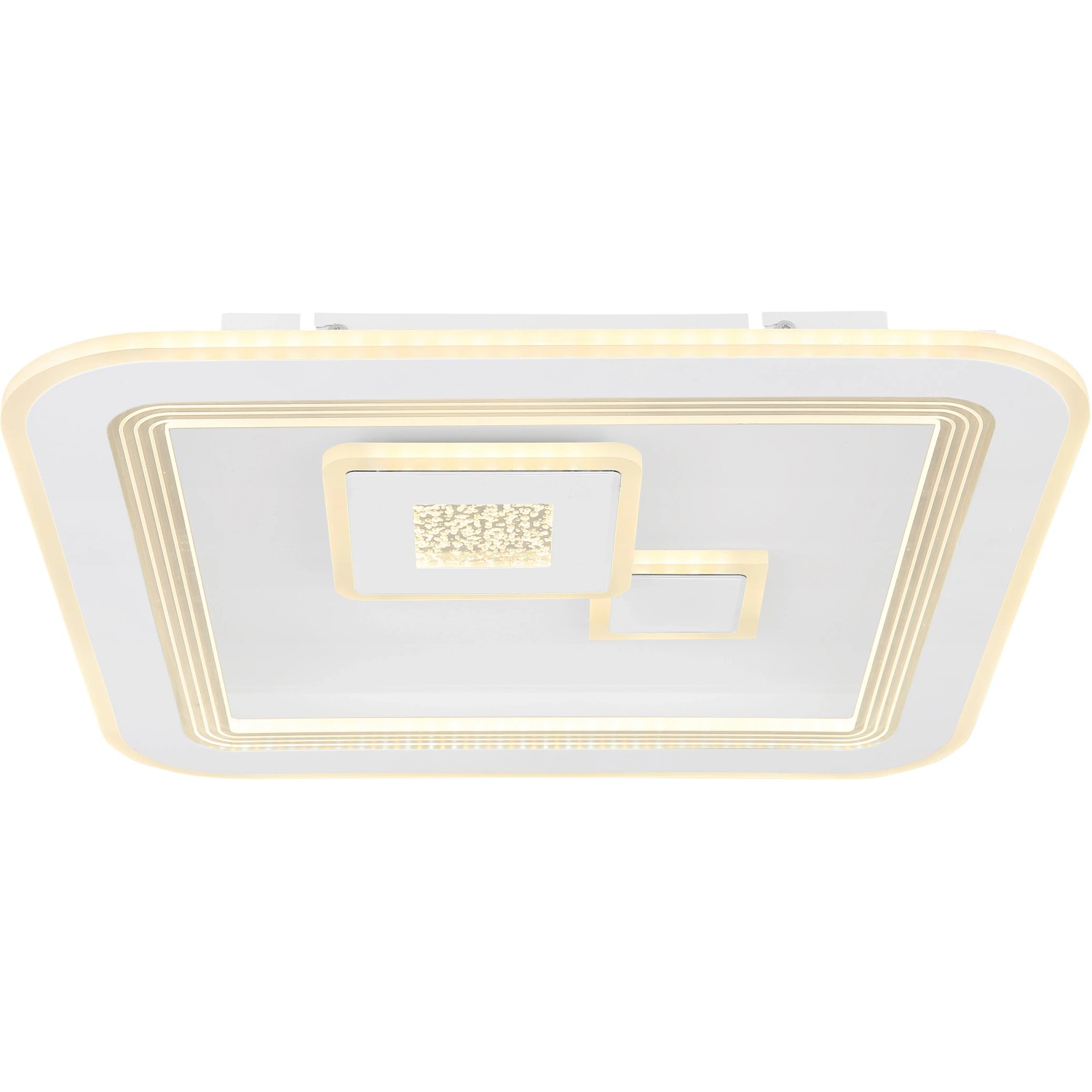 Moderne, dimmbare LED-Deckenleuchte Valeria, weiß, mit Fernbedienung, 466x466x74 mm.