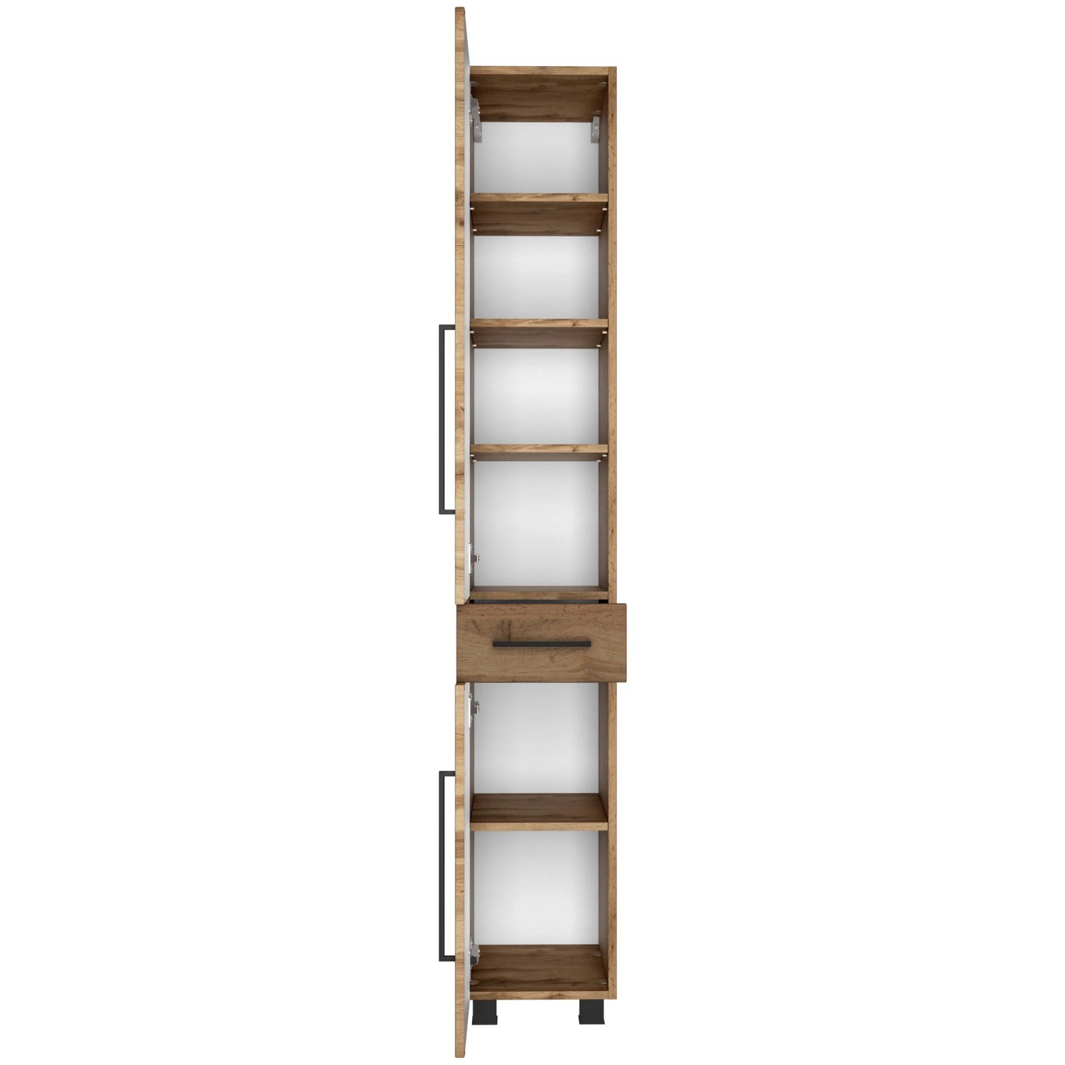 Held Möbel Hochschrank Rom, 30 cm breit, Wotaneiche Dekor mit Schublade und offenen Fächern.