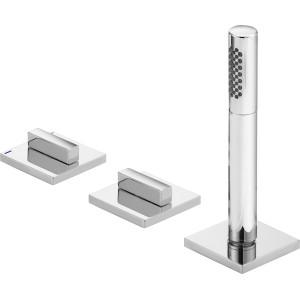 Keuco Edition 11 3-Loch Wannenarmatur in Chrom mit Handbrause.