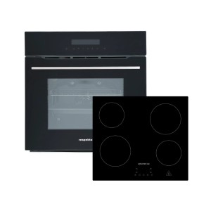 Respekta Backofen-Set PYROSET94400 mit Glaskeramikkochfeld, schwarzes Design.