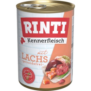 Rinti Hunde-Nassfutter Kennerfleisch Lachs, 400g Dose. Nassfutter mit Fleisch und Lachs.