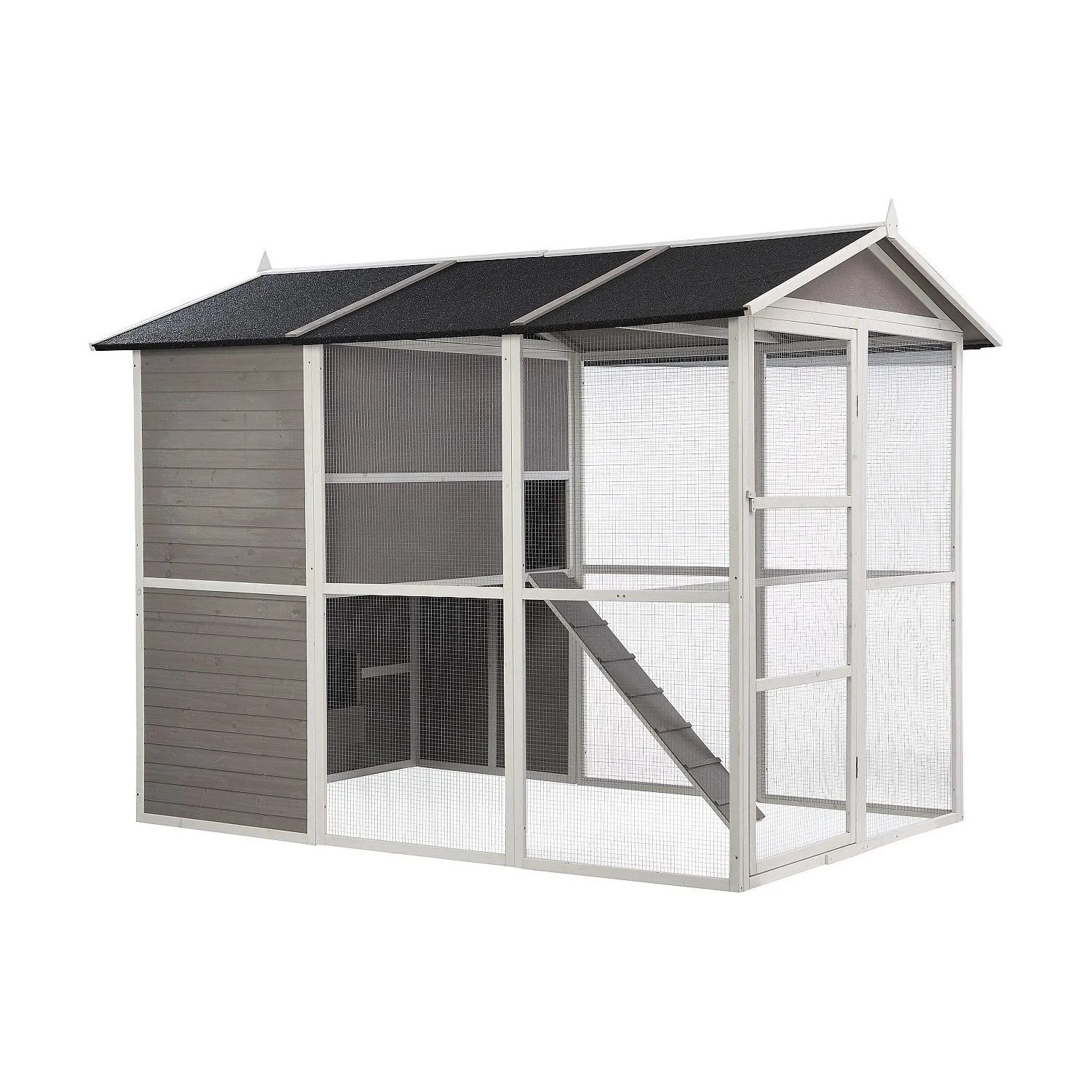 Vente-unique Hühnerstall Feras Grau  Weiß 266 cm