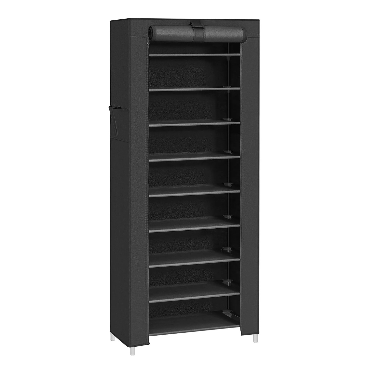 Songmics Schuhregal mit 10 Ebenen 160 cm x 58 cm x 28 cm Schwarz
