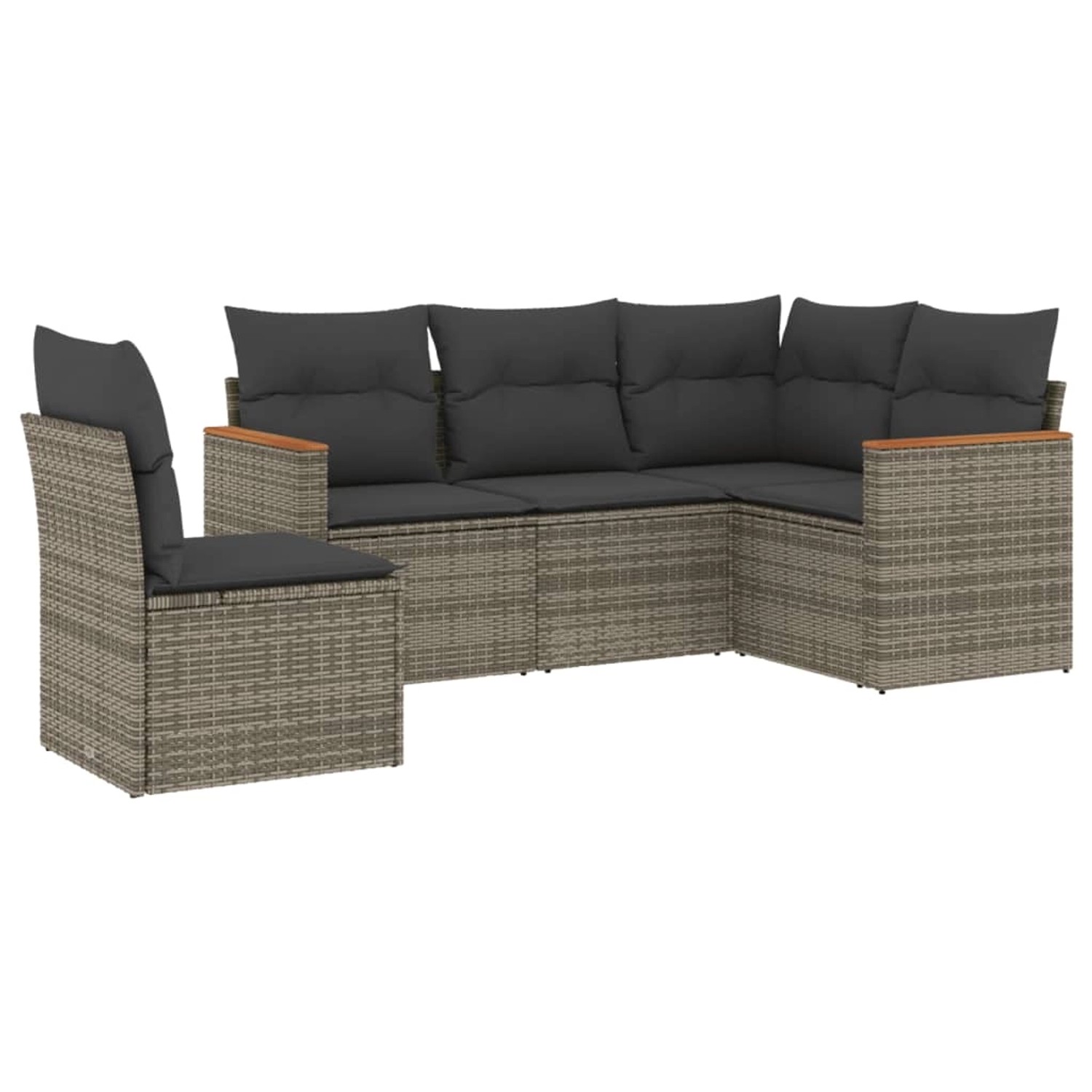 vidaXL 5-tlg Garten-Sofagarnitur mit Kissen Grau Poly Rattan Modell 80 günstig online kaufen