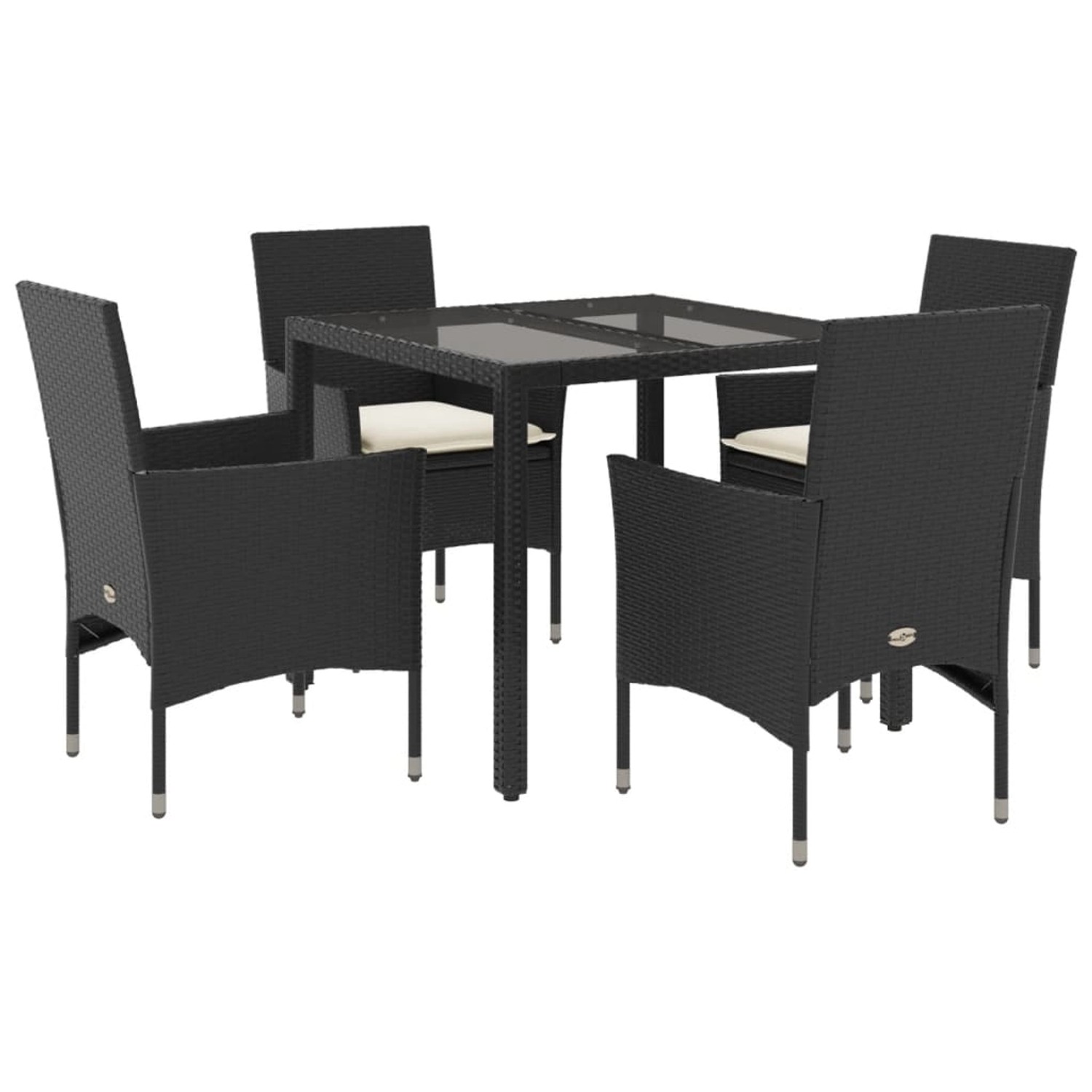 vidaXL 5-Tlg Garten-Essgruppe mit Kissen Schwarz Poly Rattan und Glas 32785 günstig online kaufen
