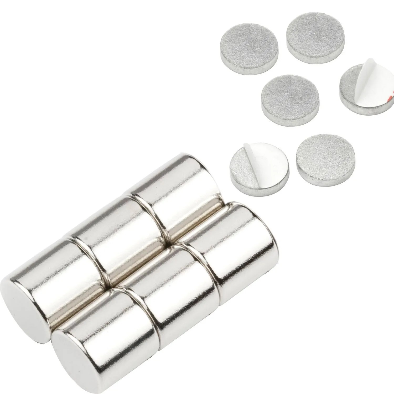 vasalat Neodym-Magnete Rund Ø 8 mm mit Metallscheibe Selbstklebend 12-teilig