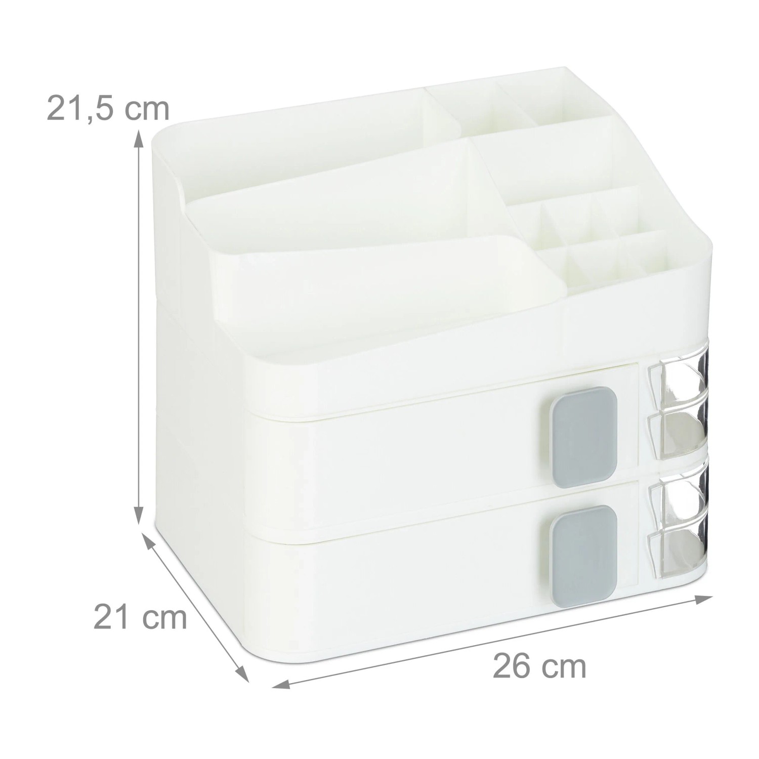 Relaxdays Make Up Organizer Kunststoff Weiß mit Schubladen 21,5 cm x 26 cm x 21 cm 1,5 kg_4