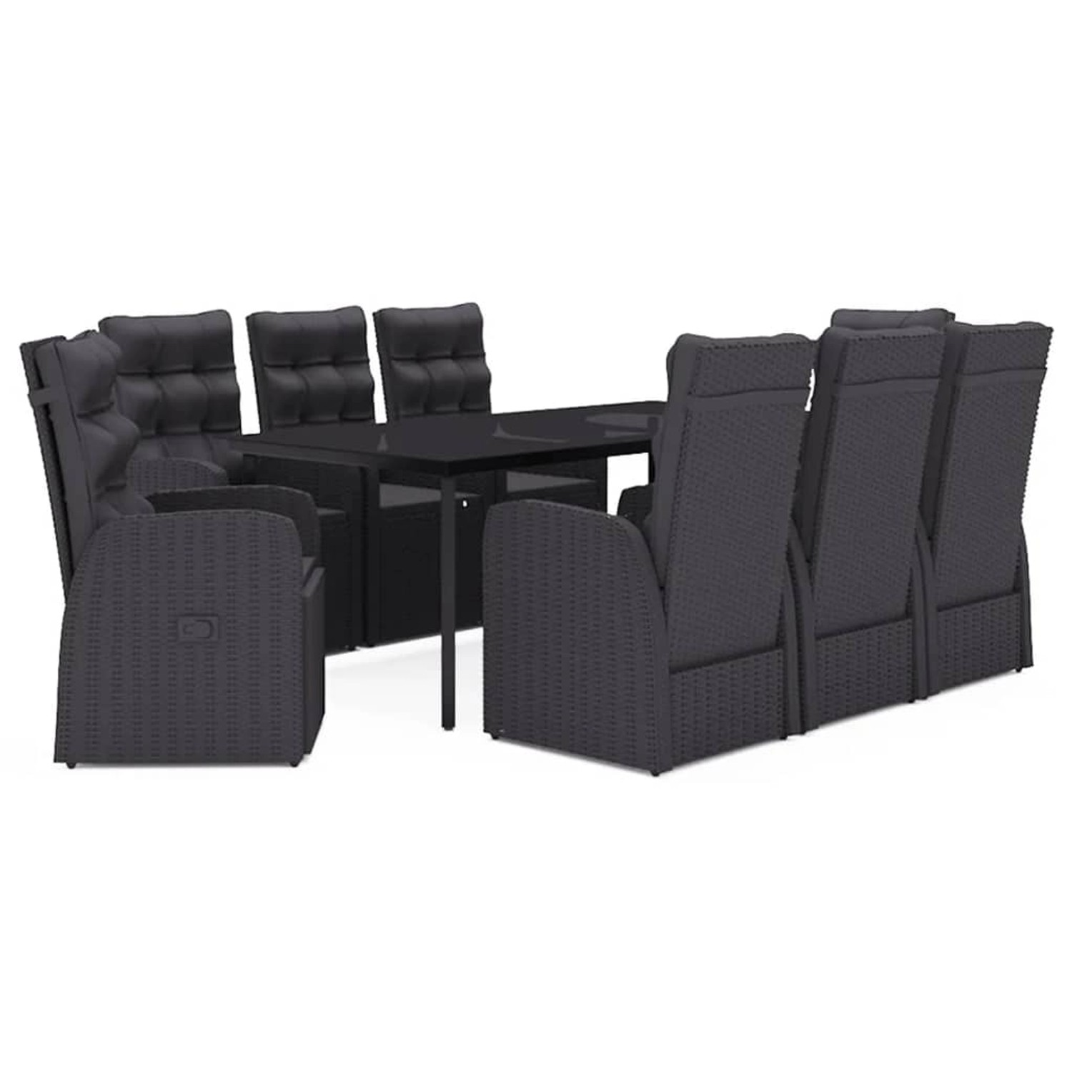 vidaXL 9-Tlg Garten-Essgruppe mit Kissen Schwarz 3099500 günstig online kaufen