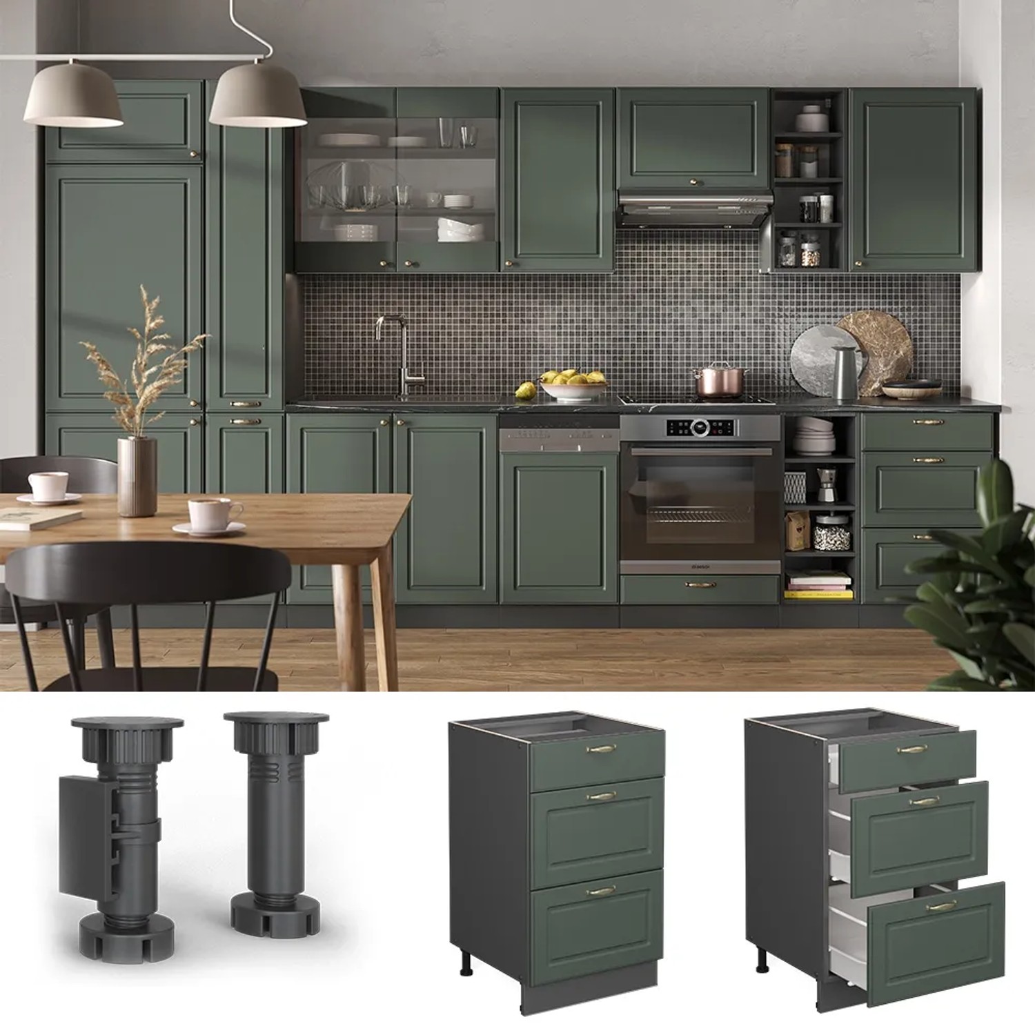 J-Line kruk Live - rotan - donkergroen/wit - small – vtwonen