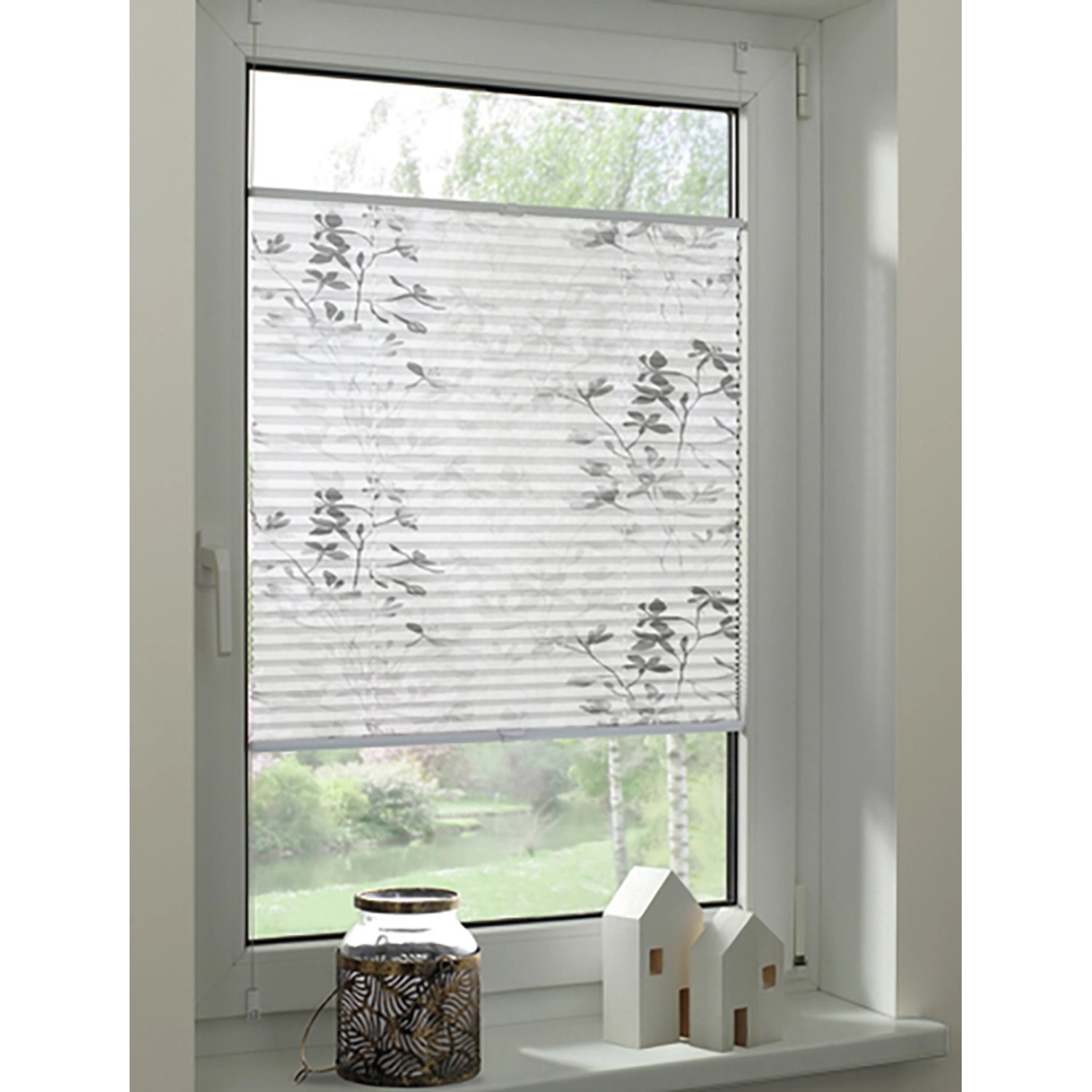 Gardinia Plissee Bella Blätter 40 cm x 130 cm Weiß kaufen bei OBI