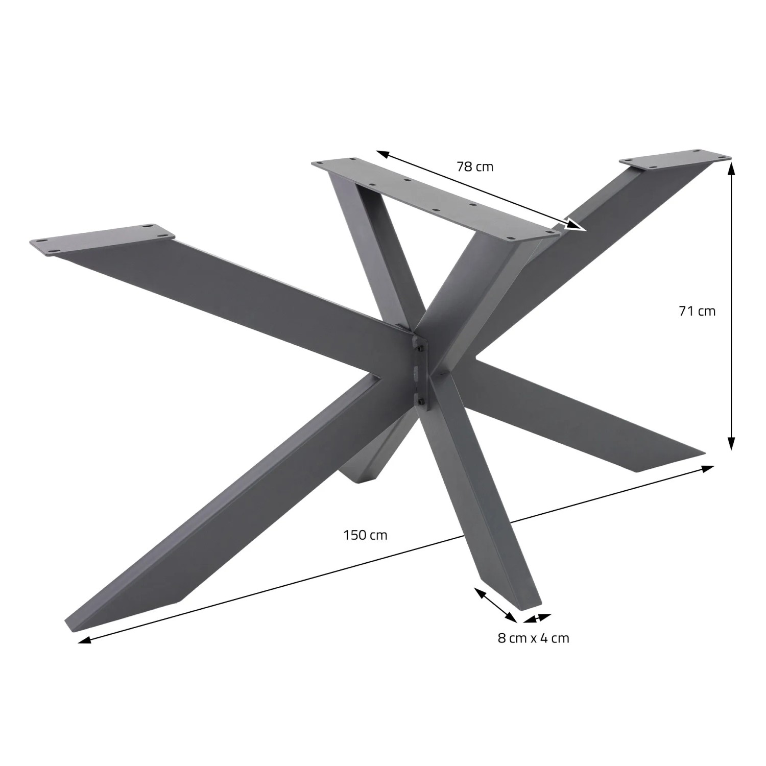 ML-Design Tischgestell Spider, anthrazitfarbenes Kreuzgestell im X-Design für Esstische.