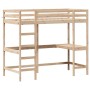 vidaXL Hochbett mit Schreibtisch 90x190 cm Massivholz Kiefer 842858