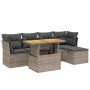 Graue 6-tlg. vidaXL Garten-Sofagarnitur aus Polyrattan mit Tisch und Kissen.