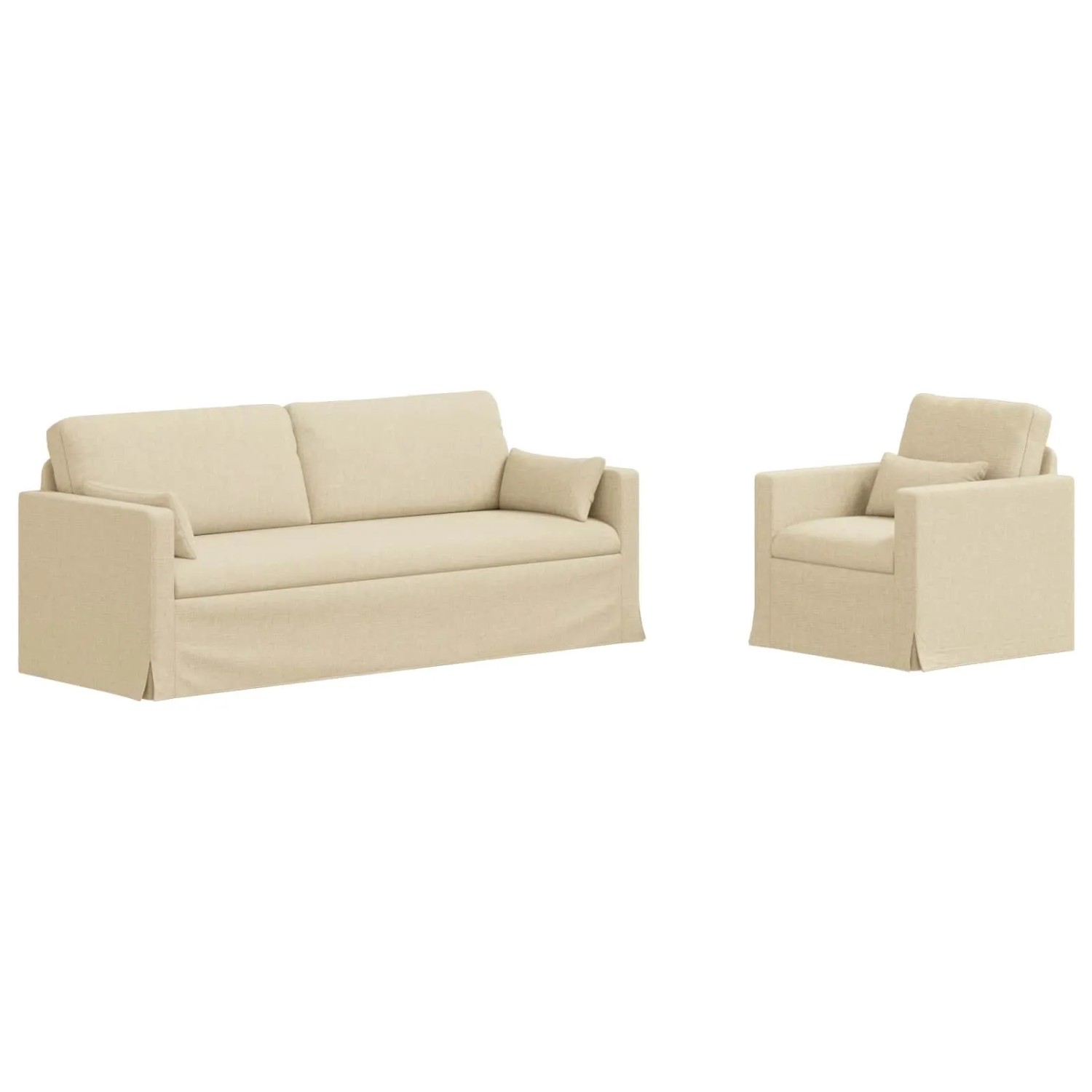 vidaXL Sofa 2-Tlg Creme 198 x 78 x 80 cm Stoff 3407586