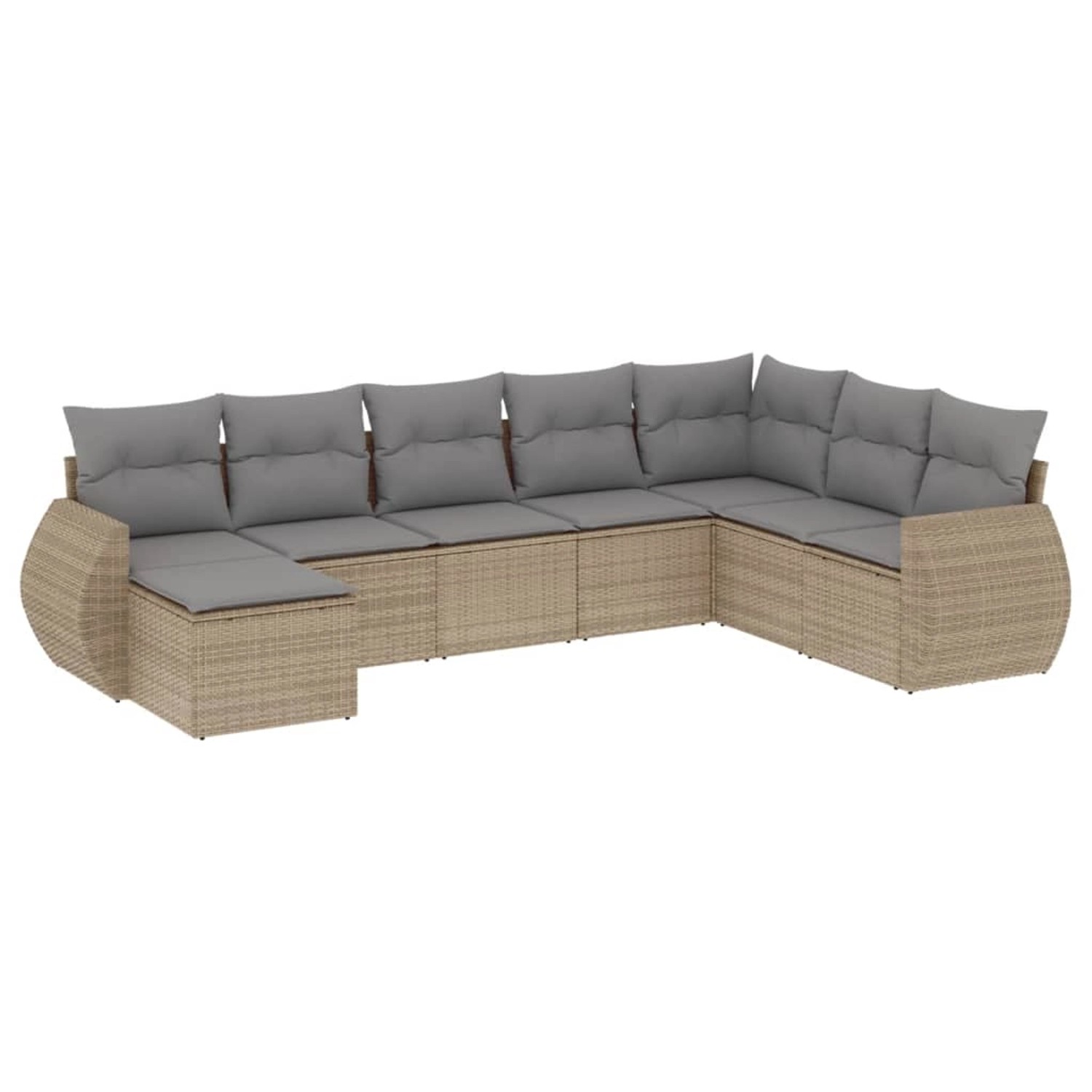 vidaXL 8-Tlg Garten-Sofagarnitur mit Kissen Beige Poly Rattan 3254096 günstig online kaufen