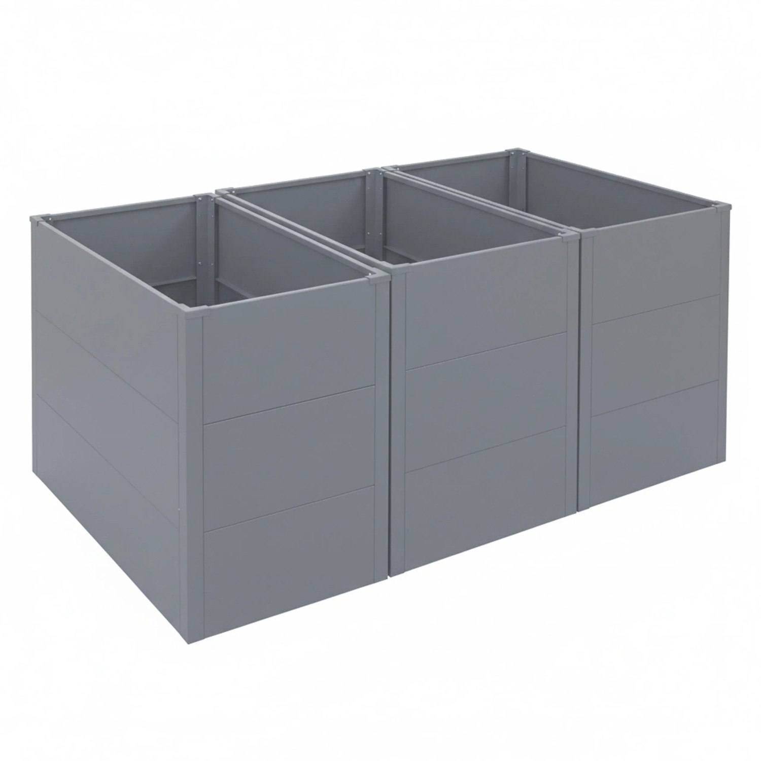 MCW 3er-Set Hochbeet P64 Blumenkasten Stahl 77x150x100cm Grau