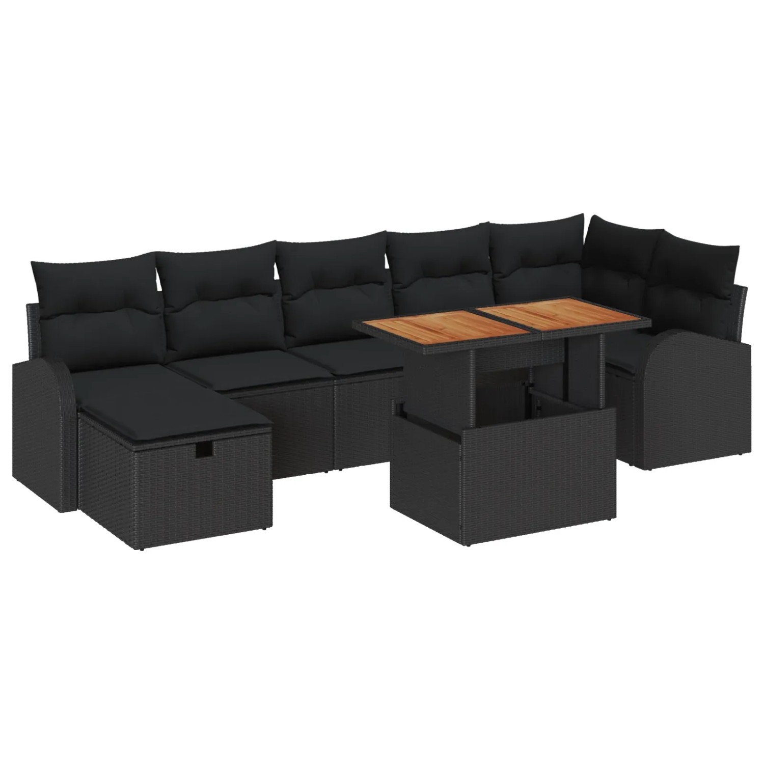 vidaXL Garten-Sofa-Set Höhenverstellbar 8-Tlg Schwarz Poly Rattan 3361310 günstig online kaufen