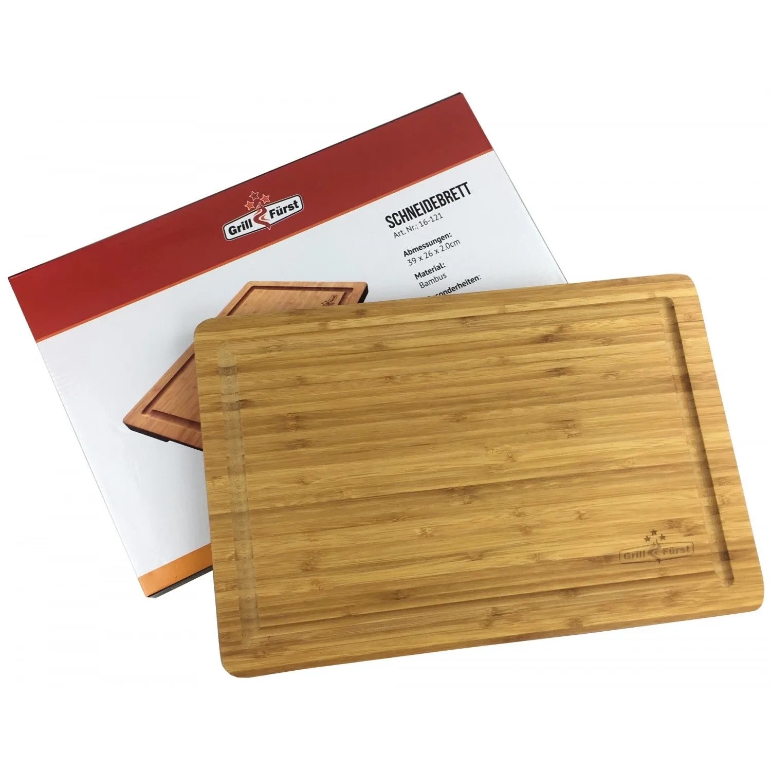 Grillfürst Bambus Schneidebrett Klein 39 x 26 CM