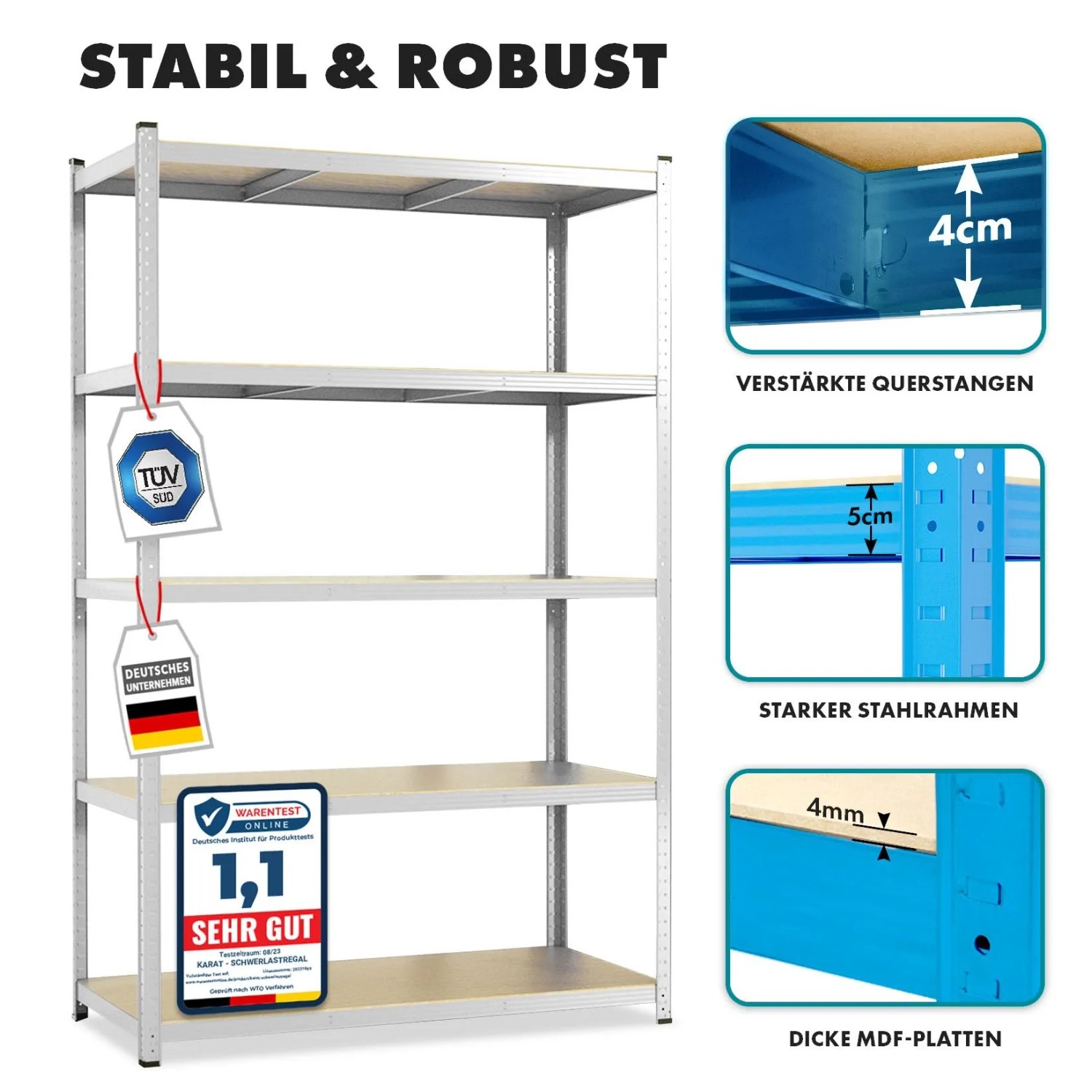 KARAT Schwerlastregal Lakota 2er Set Traglast bis 875 kg Verzinkt 200 x 120 x 60 cm_2