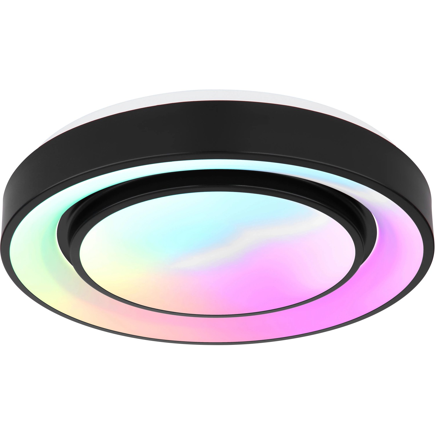 Globo LED Deckenleuchte Sully, Ø 38cm, schwarz, mit RGB-Farbwechsel und Fernbedienung.