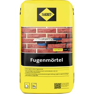 Sack Sakret Fugenmörtel Grau 10kg, Trockenmörtel für frostbeständige Mauern.