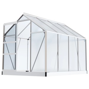 Garmio Gewächshaus Neapel 250x190 cm mit Alu-Rahmen, Fundament und Dachfenstern.