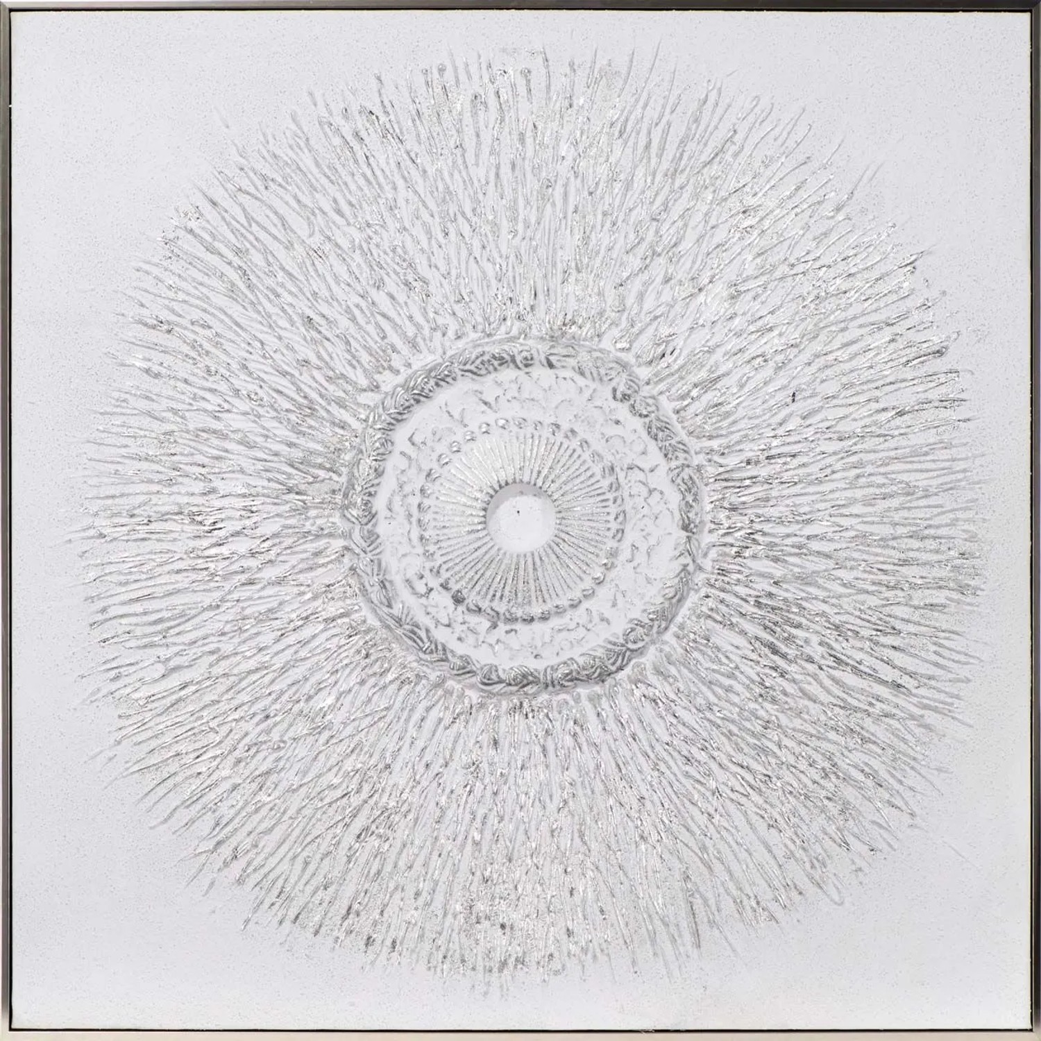 Art Universe Leinwandbild Silver Circle 100 x 100 cm