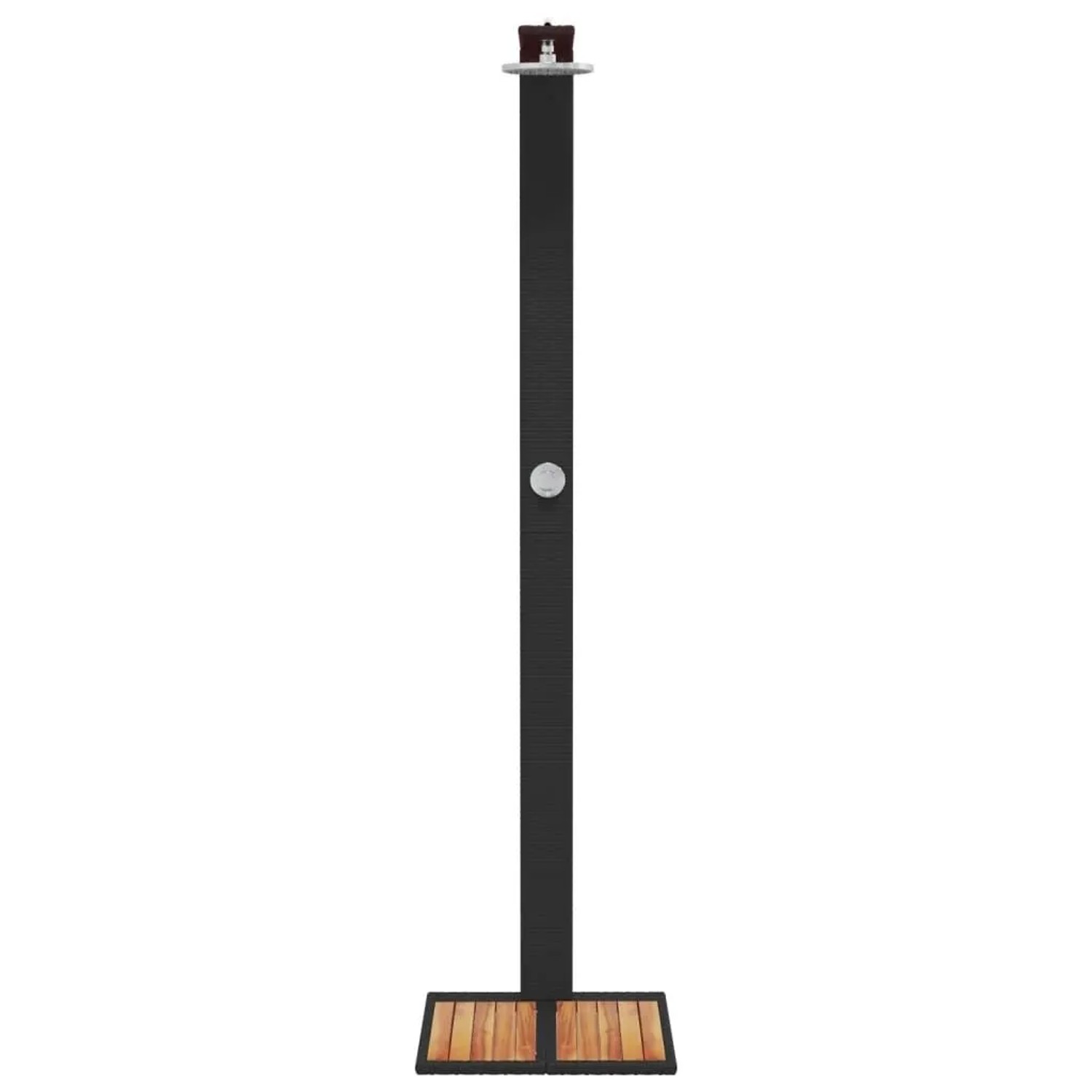 Schwarze vidaXL Gartendusche aus Rattan und Akazienholz, 224cm hoch.