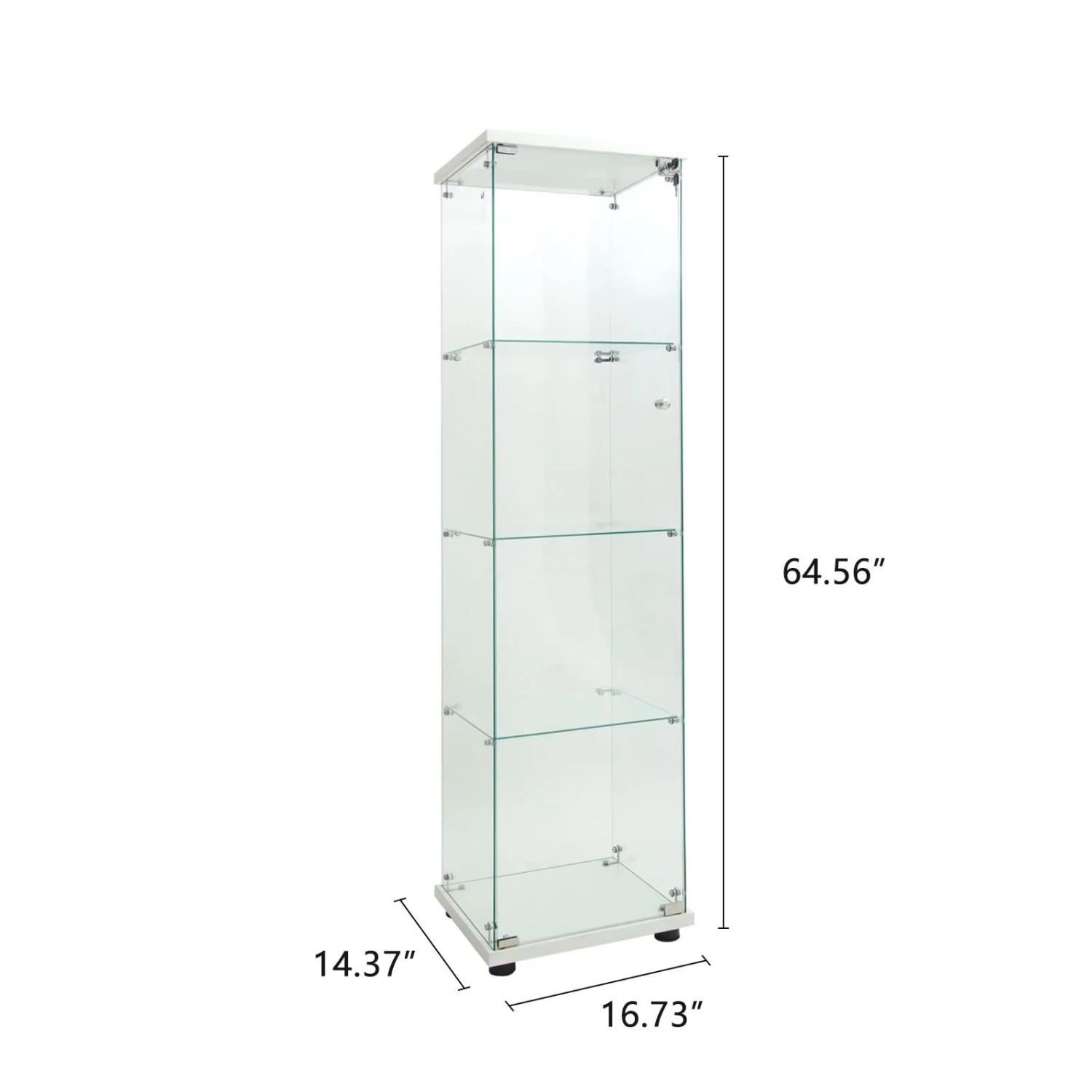 PXloue LED Vitrinenschrank-4 Lagen Glasvitrine mit 1 Glastür in Weiß-45x36x164cm