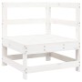 Weißes Ecksofa aus Kiefernholz, Teil des vidaXL 7-tlg. Garten-Lounge-Sets.