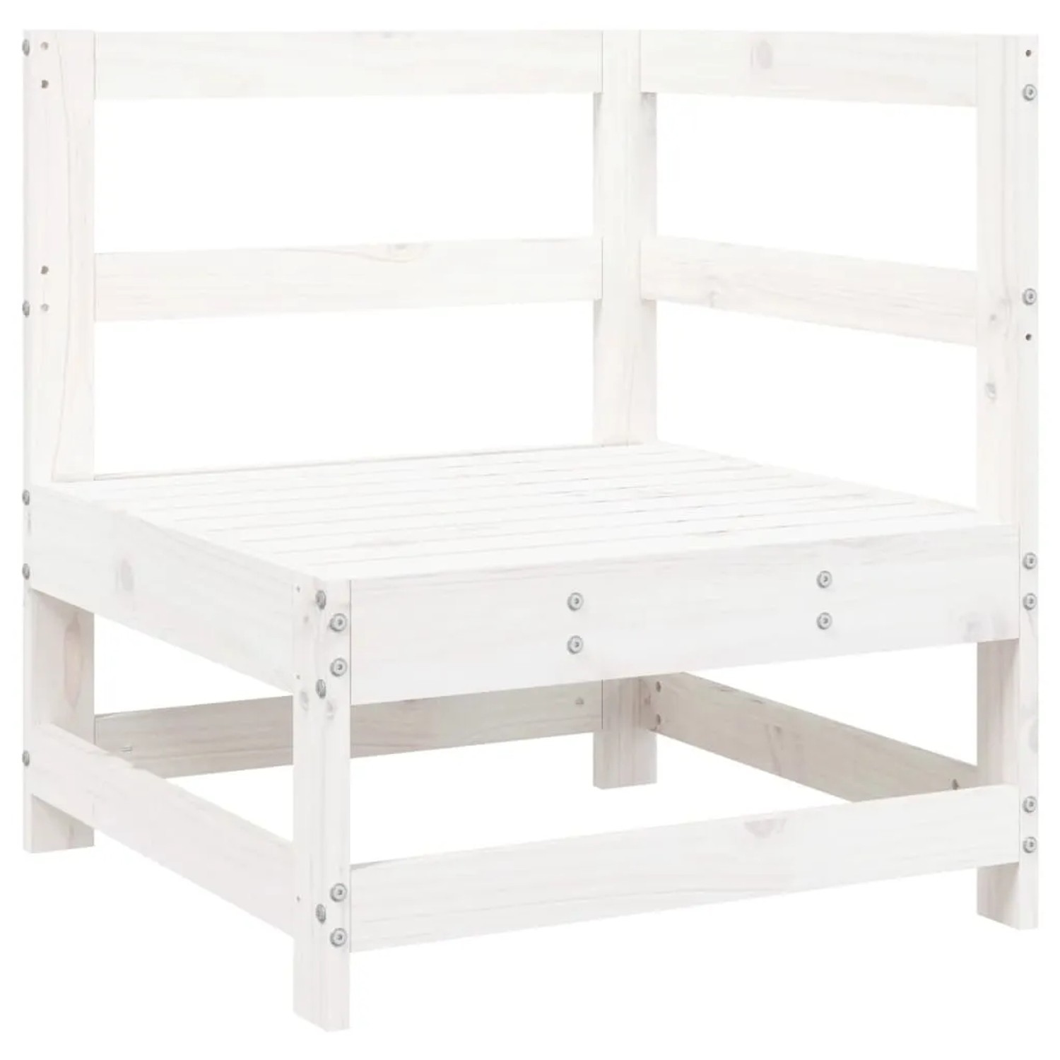 Weißes Ecksofa aus Kiefernholz, Teil des vidaXL 7-tlg. Garten-Lounge-Sets.