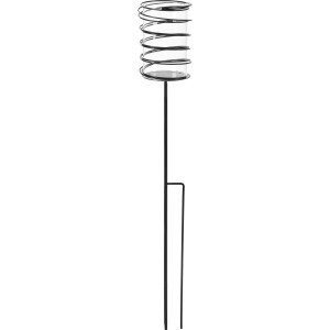 Schwarzer Gartenstecker Fackel mit Spirale und Glas-Windlicht, 59 cm hoch. Dekorative Gartendekoration.