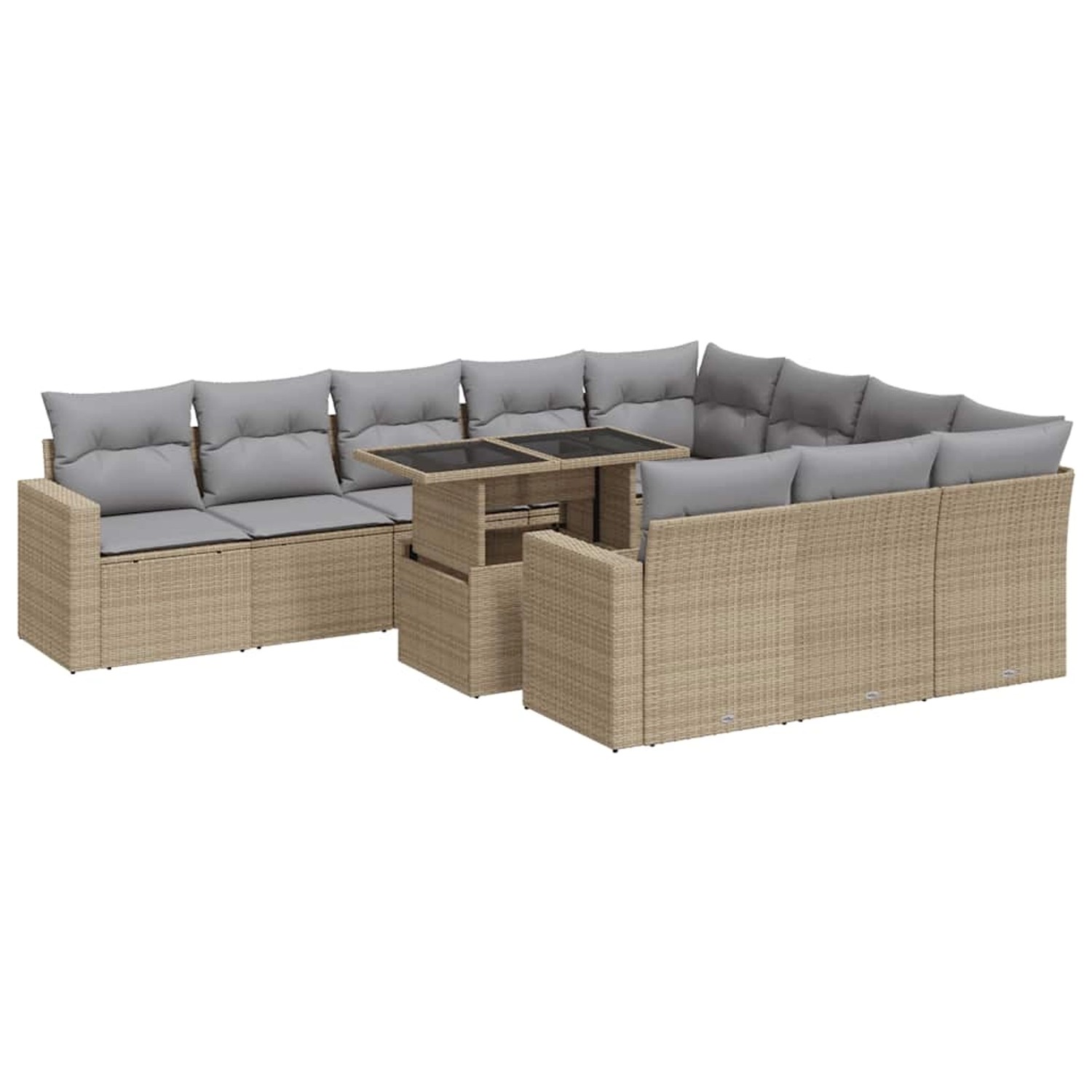 vidaXL 11-Tlg Garten-Sofagarnitur mit Kissen Beige Poly Rattan 3326390 günstig online kaufen