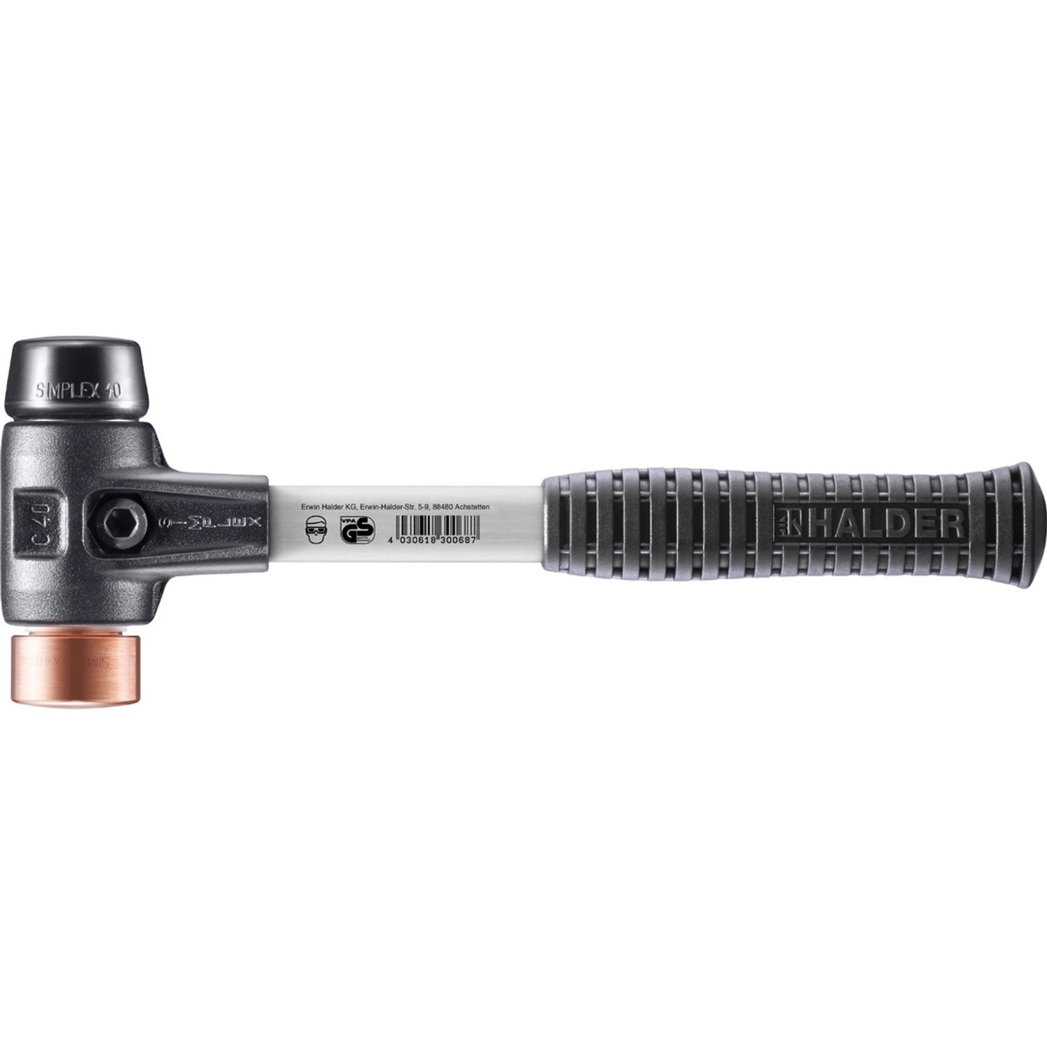 Halder Simplex Schonhammer Ø 40 mm Gummi Schwarz   Kupfer mit Verstärktem T günstig online kaufen