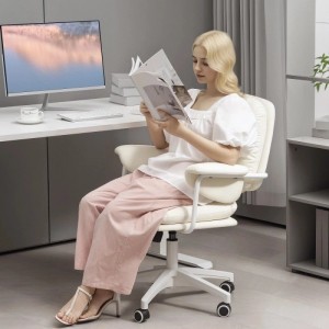HOMCOM Bürostuhl Kunstleder Schaumstoff Weiß 65L x 64B x 88-98H cm