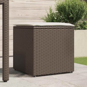 Braune vidaXL Kissenbox aus Poly-Rattan, 50x50x50 cm, ideal zur Aufbewahrung im Garten.