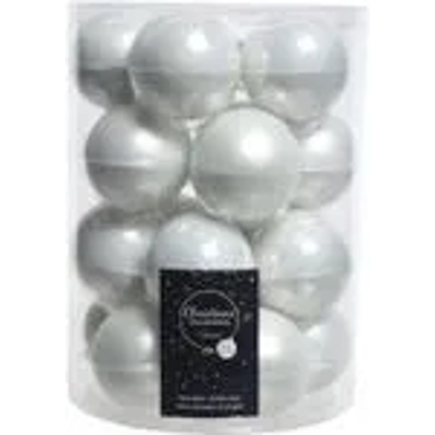 Kaemingk Weihnachtsbaumkugeln Glas  4 cm Winterweiss 18 Stueck