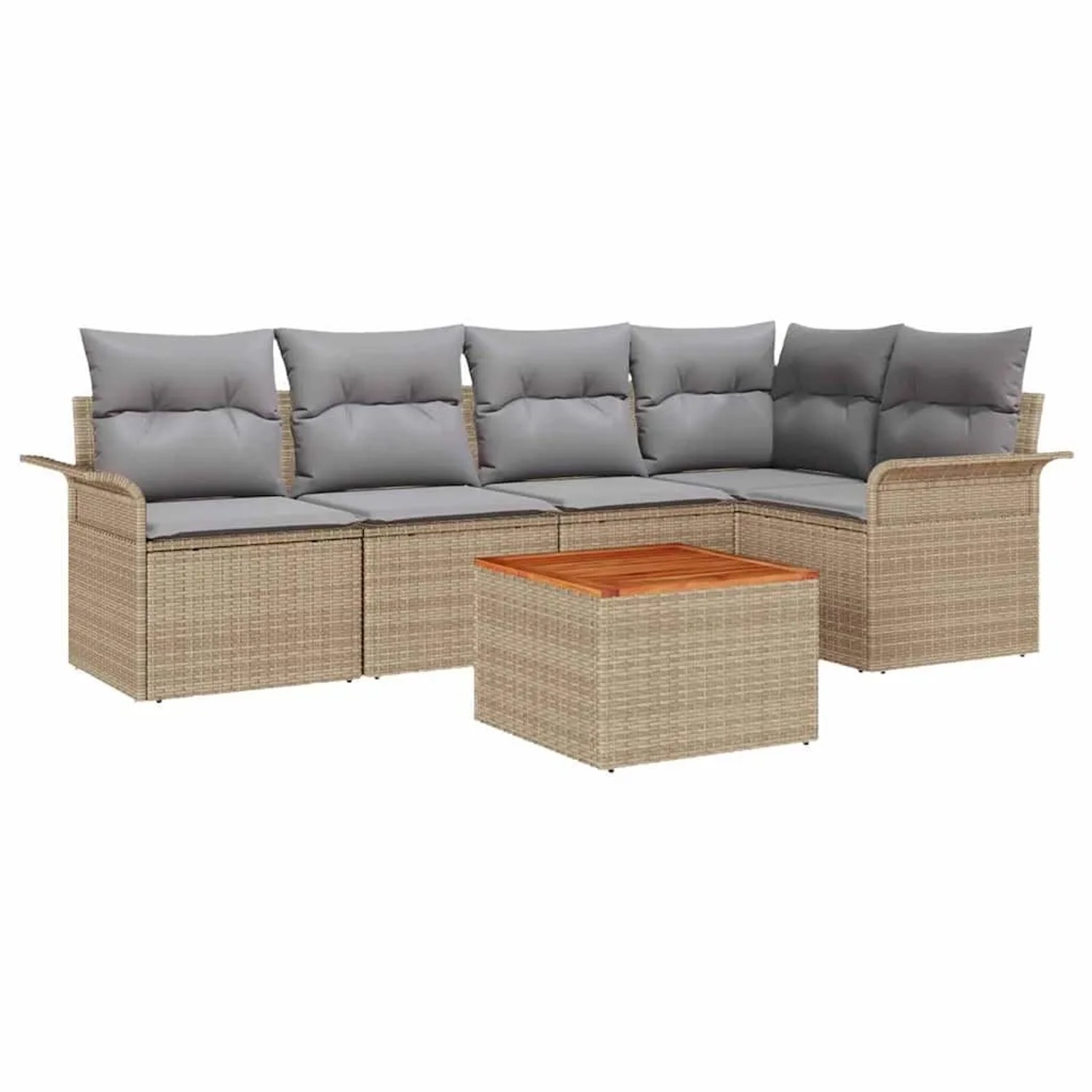 vidaXL Gartensofa-Set 6 Stk Beige und Hellgrau Poly-Rattan 3355998 günstig online kaufen