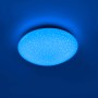 Weiße LED-Deckenleuchte Skyler Ø 25cm mit Sternenhimmel-Effekt, blau beleuchtet.