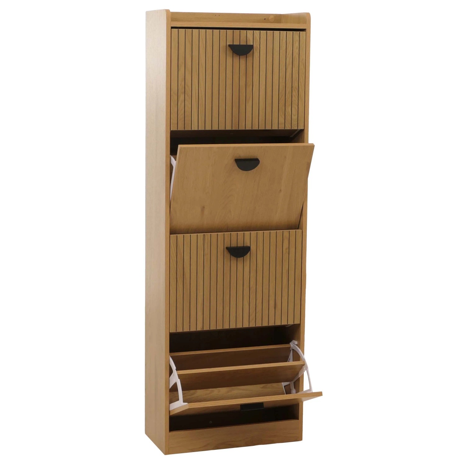 Mcw Schuhschrank O39 Mdf Melamin Metall 148x50x24cm Natur