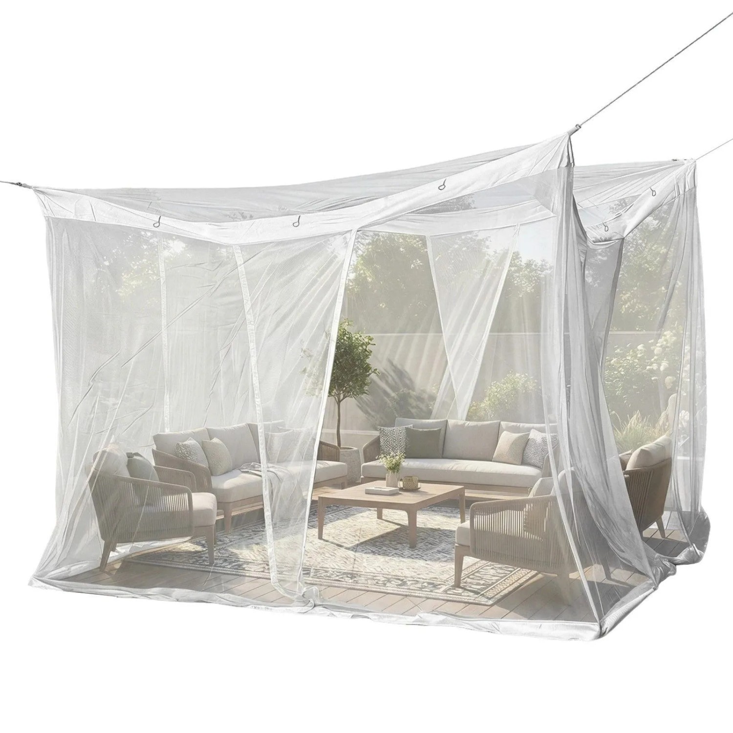 Sekey Moskitonetz Pavillon 350x250x250cm Insektenschutz Garten Outdoor Balkon Fliegennetz für Pergola Garten Groß Mückenschutz Stabil