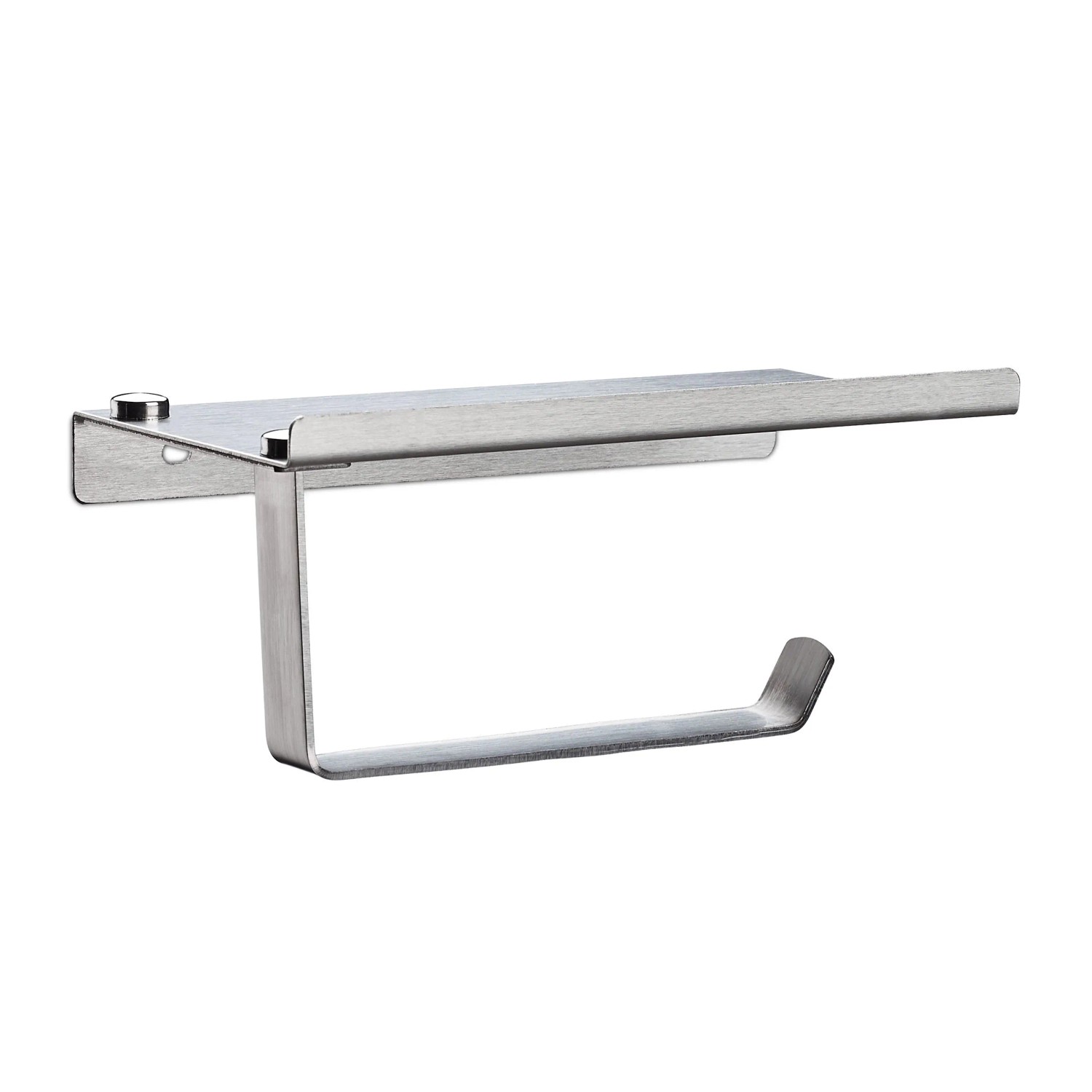 Relaxdays Toilettenpapierhalter Edelstahl Silber Mit Ablage 8 cm x 18 cm x 9,5 cm