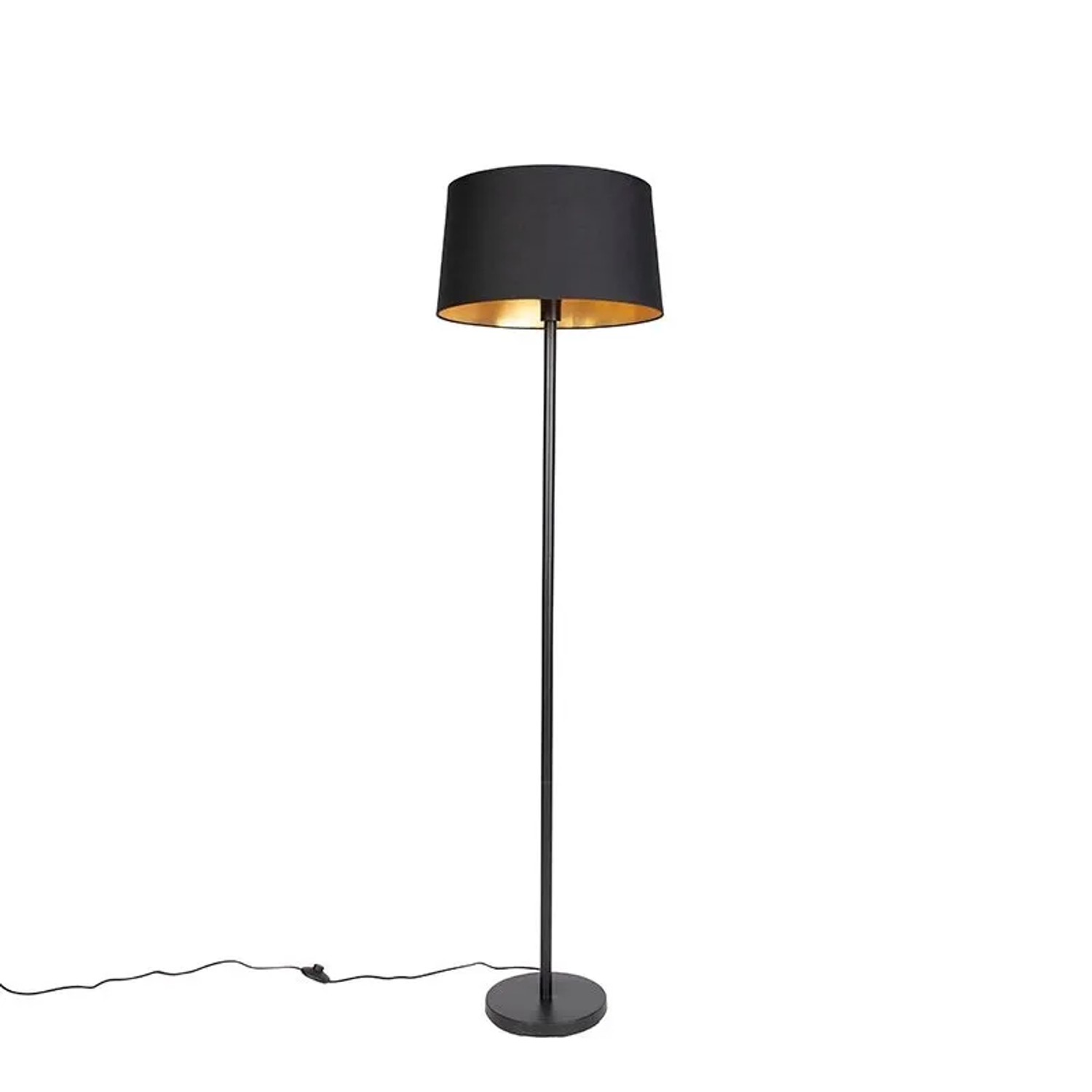 QAZQA Moderne Stehleuchte Schwarz mit Schwarzem Schirm 45 cm Simplo