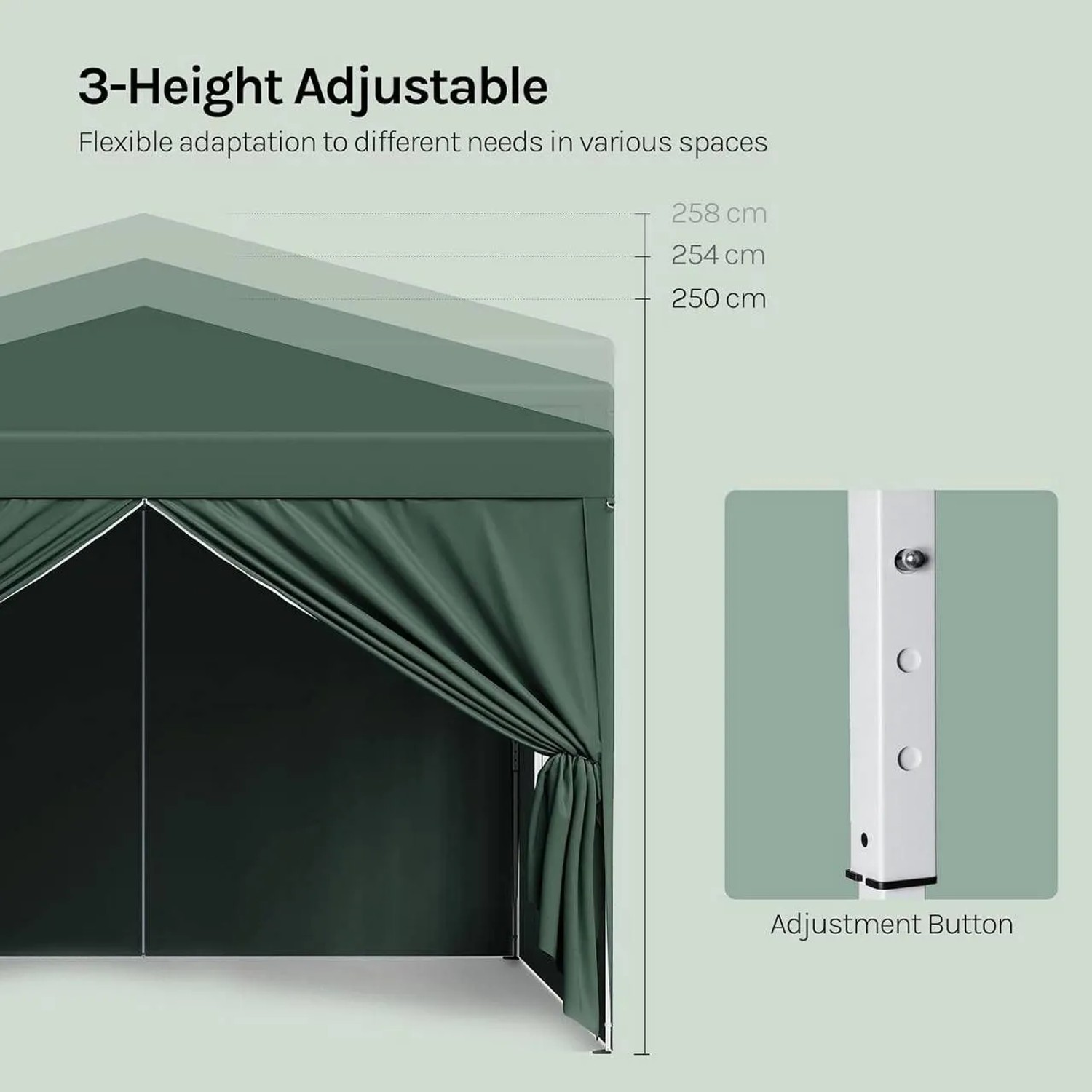 WOLTU Pavillon Pop-Up Wasserdichter Sonnenschutz Pagodenzelt 3x3 m Grün_6