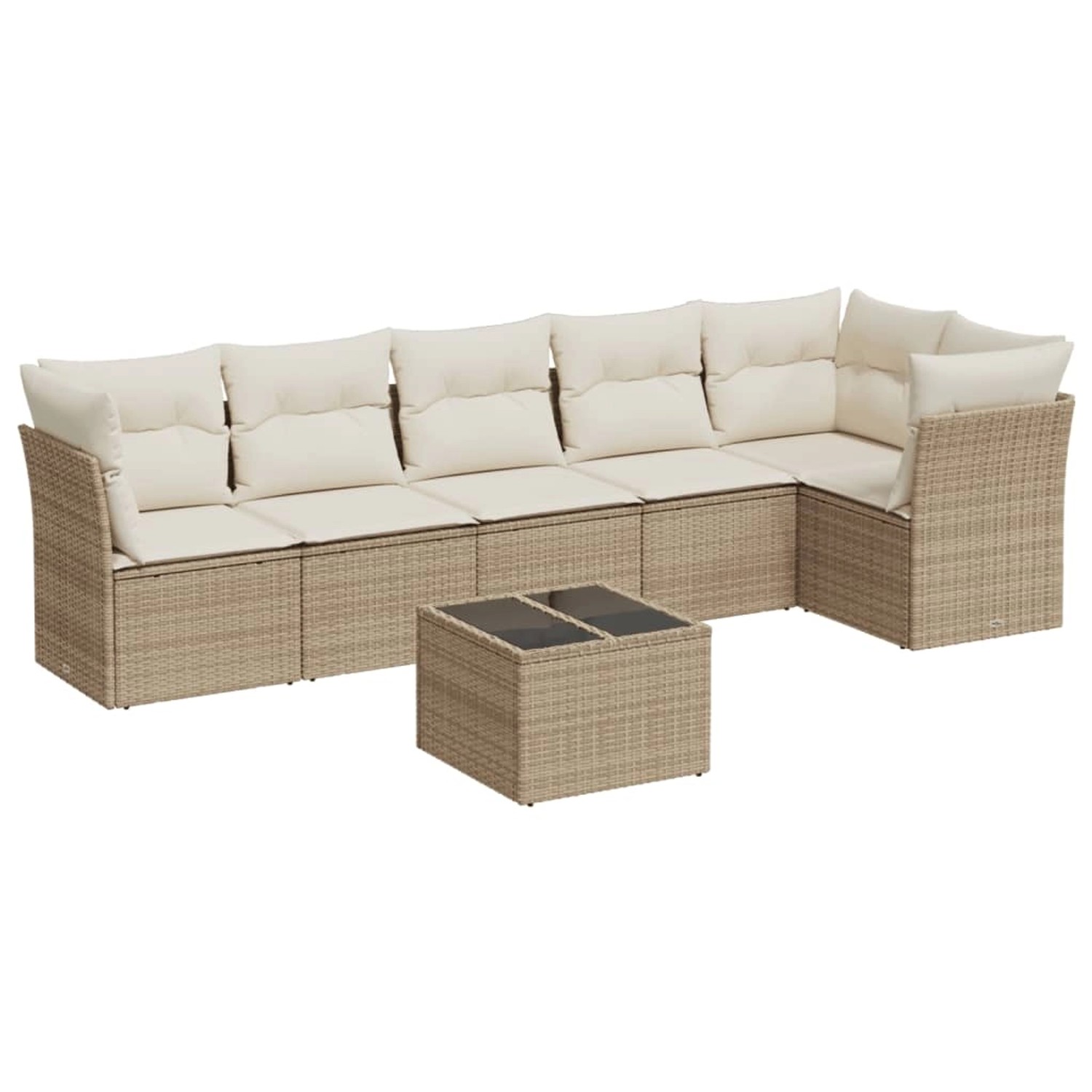 vidaXL 7-tlg Garten-Sofagarnitur mit Kissen Beige Poly Rattan Modell 1 günstig online kaufen