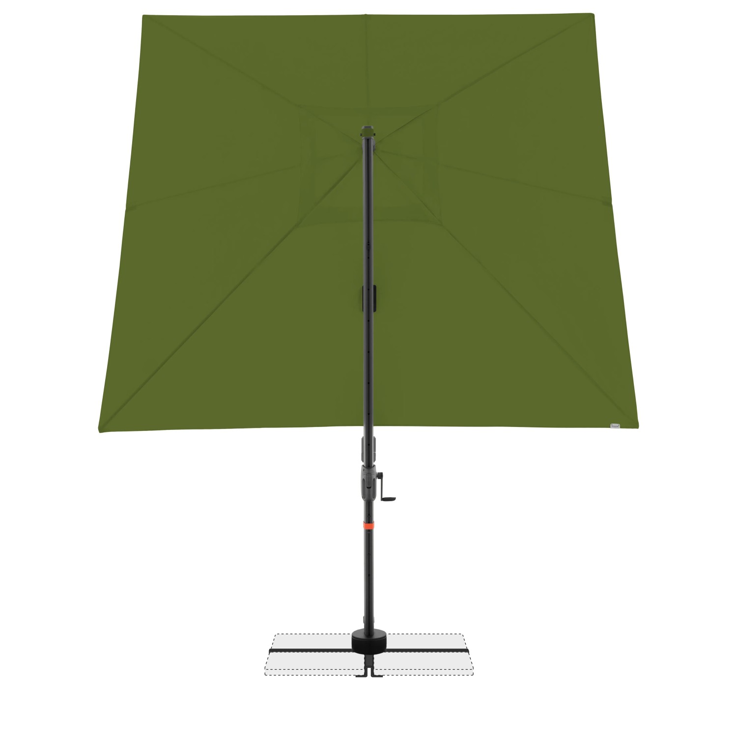 Quadratischer, kiwi-farbener Doppler Ampelschirm MyZone 280x280 cm mit Dreh- und Neigefunktion.