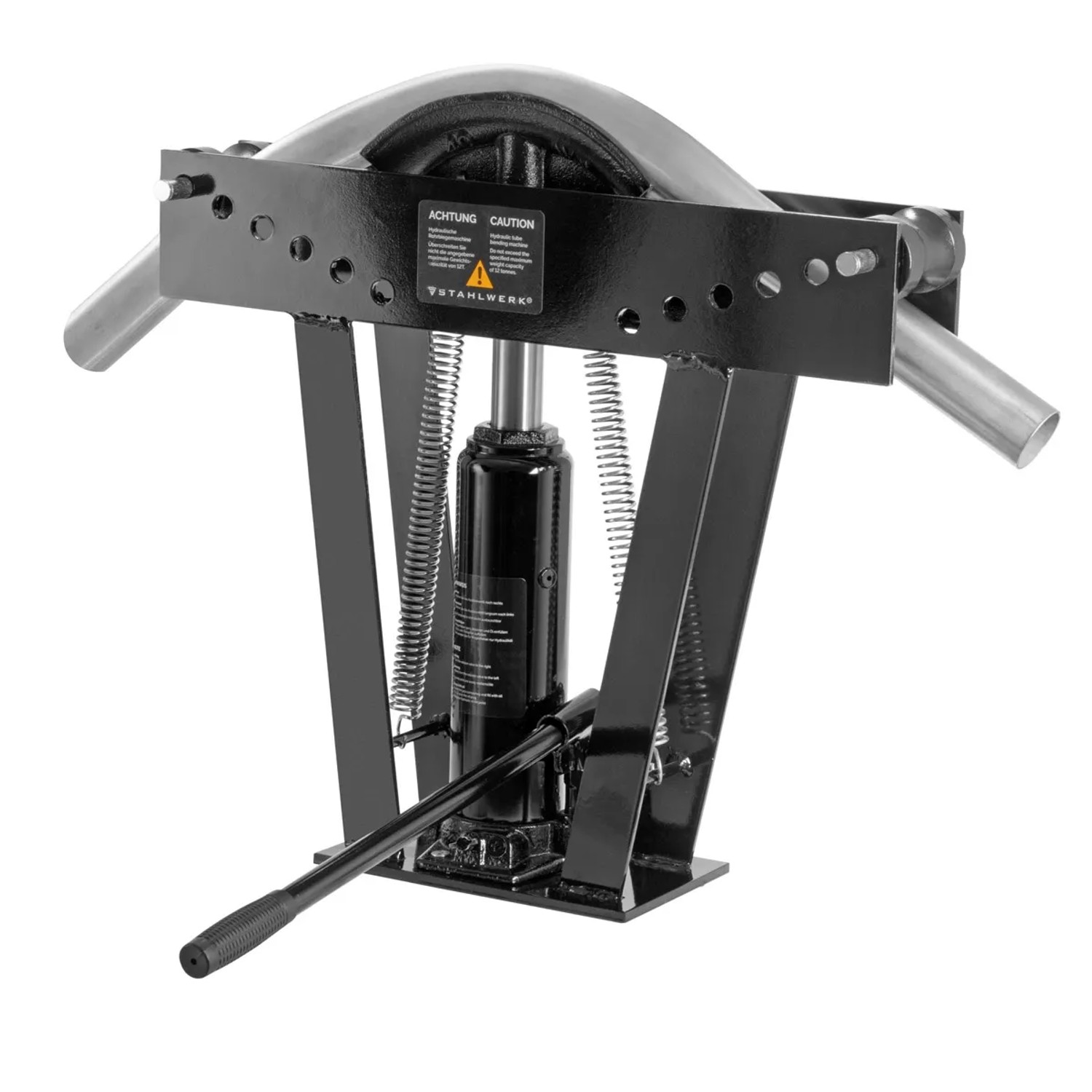 STAHLWERK Rohrbiegemaschine, 12T Presskraft, zum Biegen von Rohren bis 90 Grad. Ideal für Karosseriereparatur.